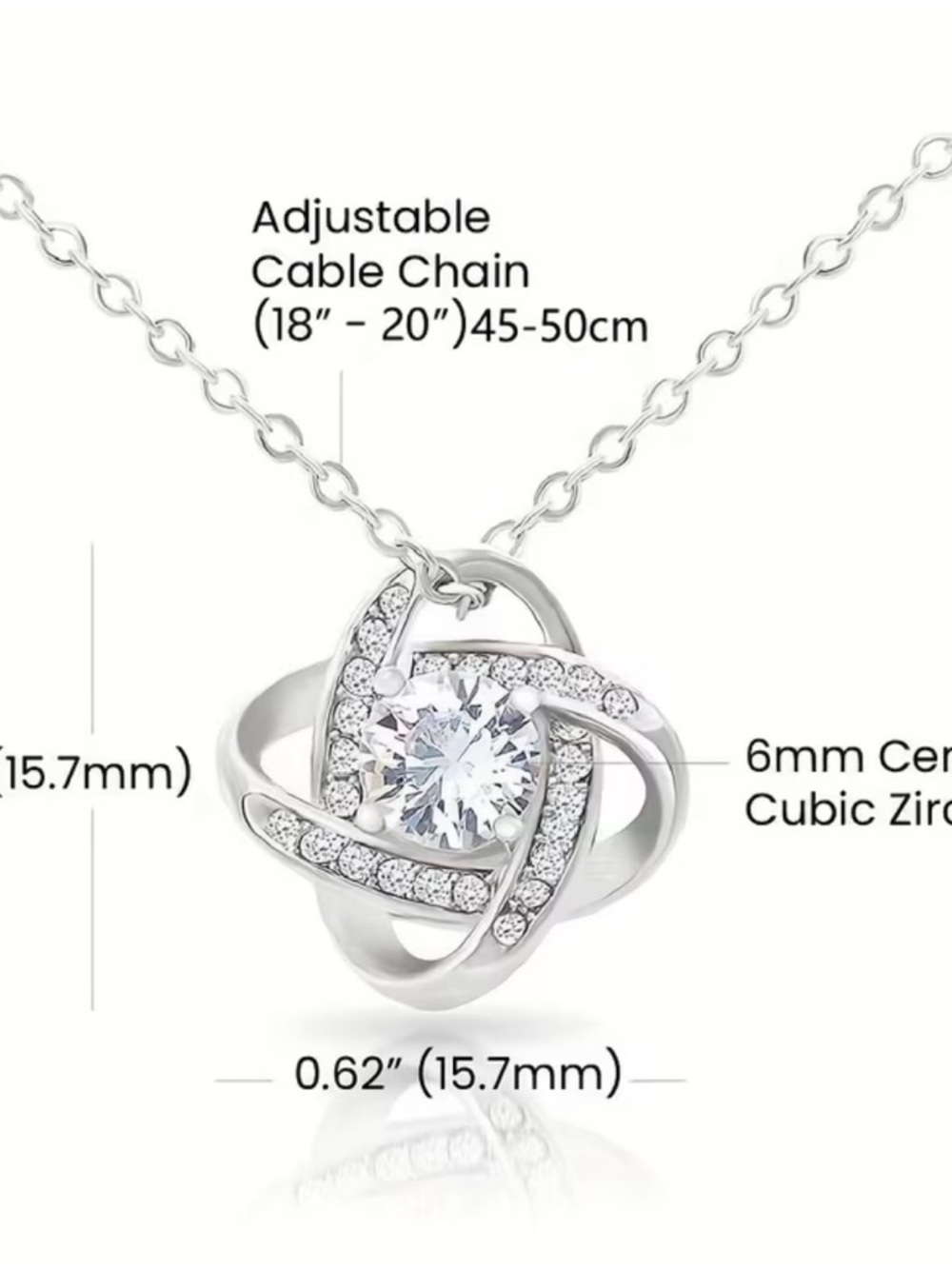 Mom Necklace with Clear Crystal Knot - Picture 4 of 5